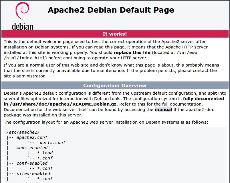 Apache success message