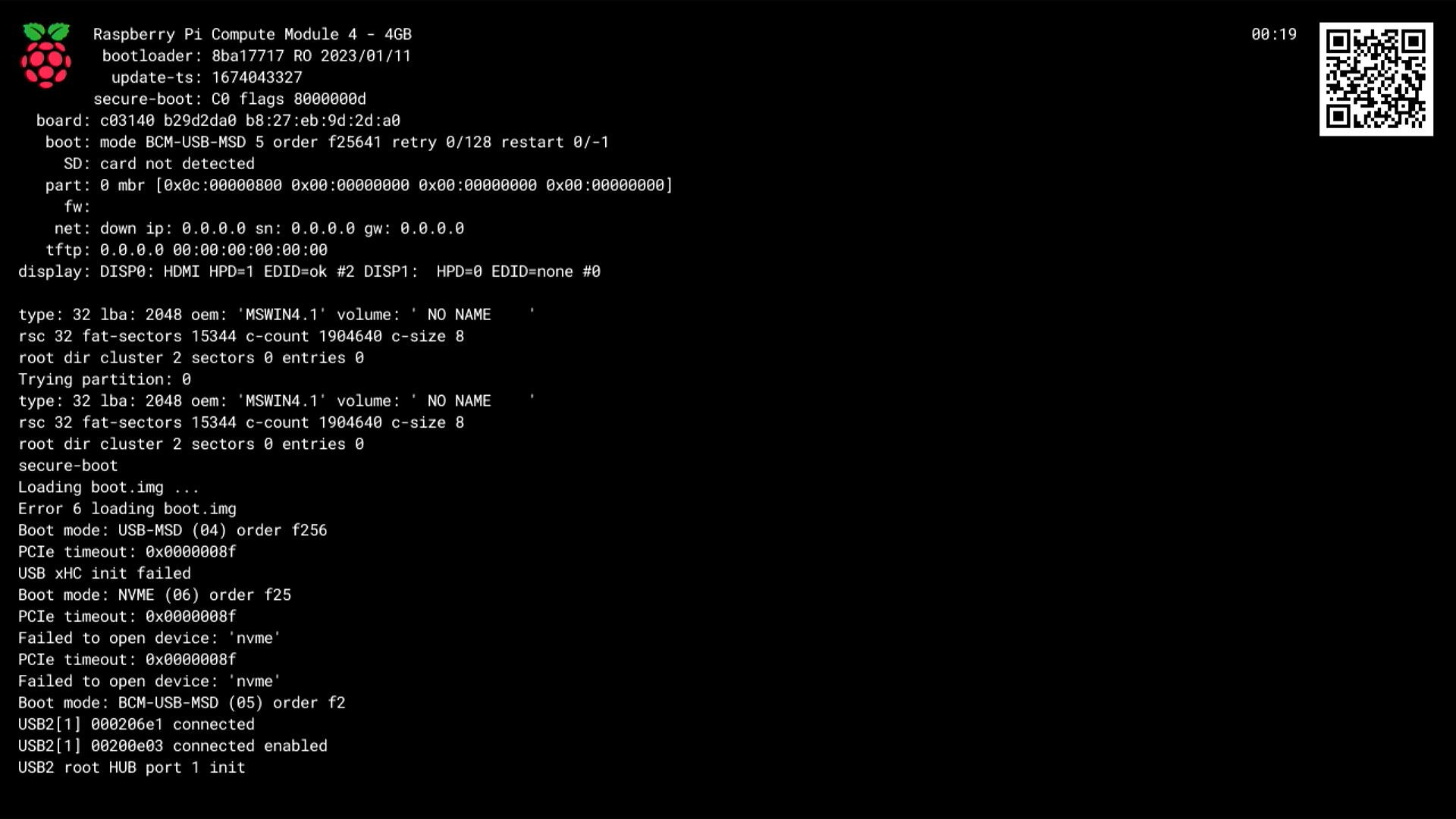 Boot Diagnostics Screen